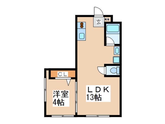 スリム太宰府(1LDK/1階)の間取り写真