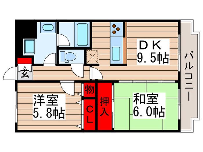 セレブリティーY(2DK/1階)の間取り写真