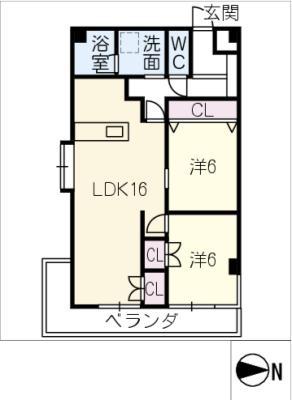 アスカ 93(2LDK/2階)の間取り写真