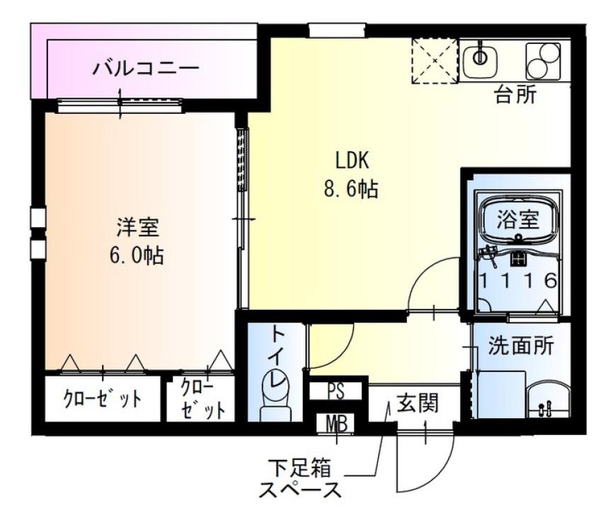 フジパレス岸和田駅前I番館(1LDK/3階)の間取り写真