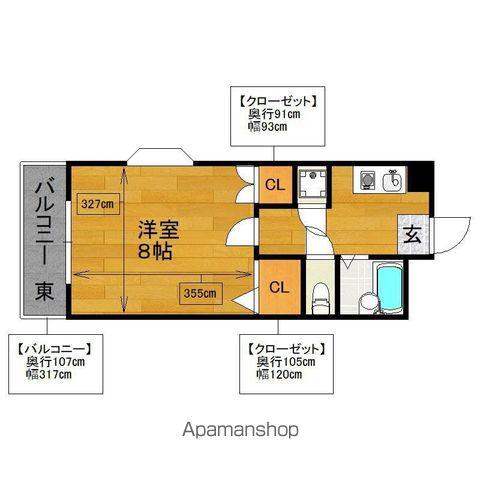 アールズテラス荒江(1K/4階)の間取り写真