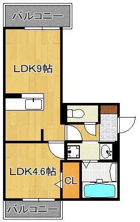 D-ROOM城野(1LDK/3階)の間取り写真
