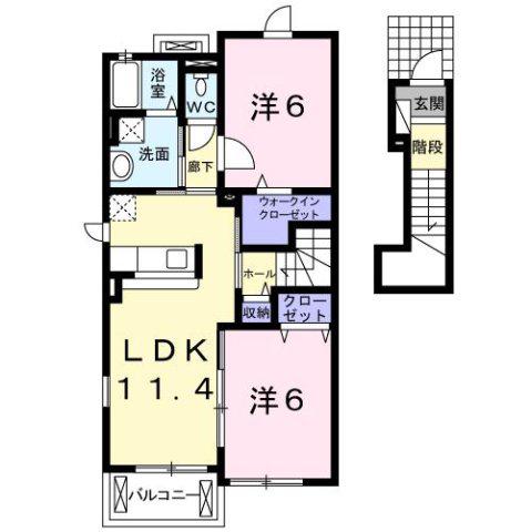 グランジェ (2LDK/2階)の間取り写真