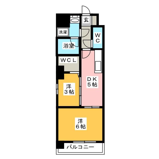 モダンパラッツォ博多駅南II(2DK/5階)の間取り写真