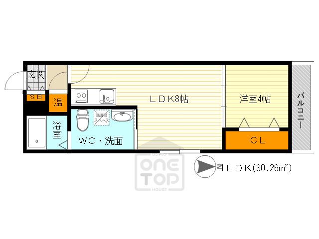 Fメゾン上新庄Ⅱ(1LDK/3階)の間取り写真