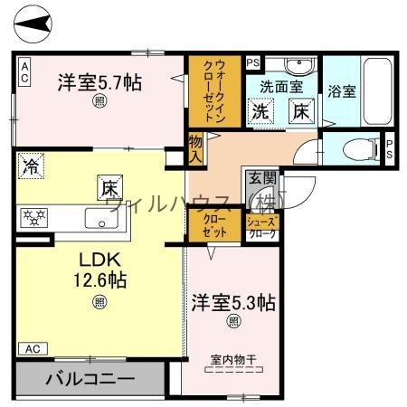 カームネス大泉2(2LDK/2階)の間取り写真