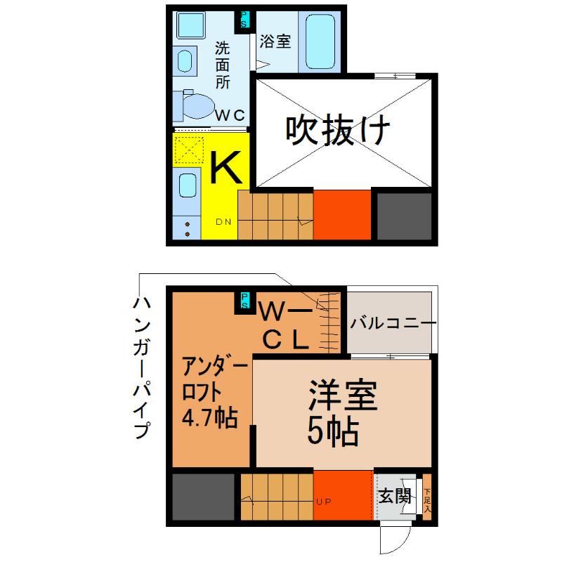 FORT PREMIERE MINATO(1K/2階)の間取り写真
