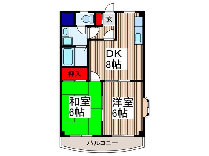 ロマリンダローズⅡ(2DK/1階)の間取り写真