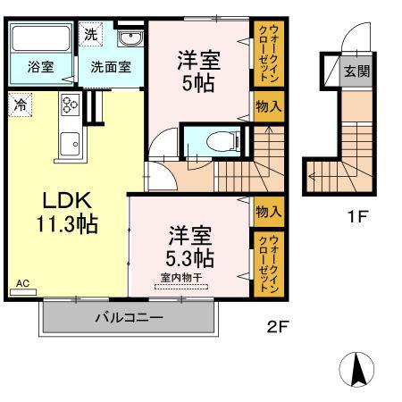 エマーブルMC(2LDK/2階)の間取り写真