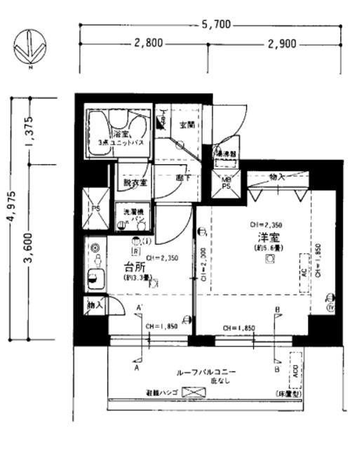 ライオンズマンション蒲田第2(1K/5階)の間取り写真