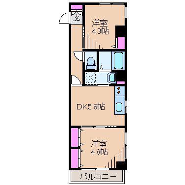 アルステージ元住吉(2DK/4階)の間取り写真