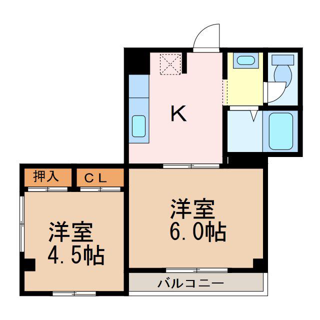 木もれ燈(2K/2階)の間取り写真