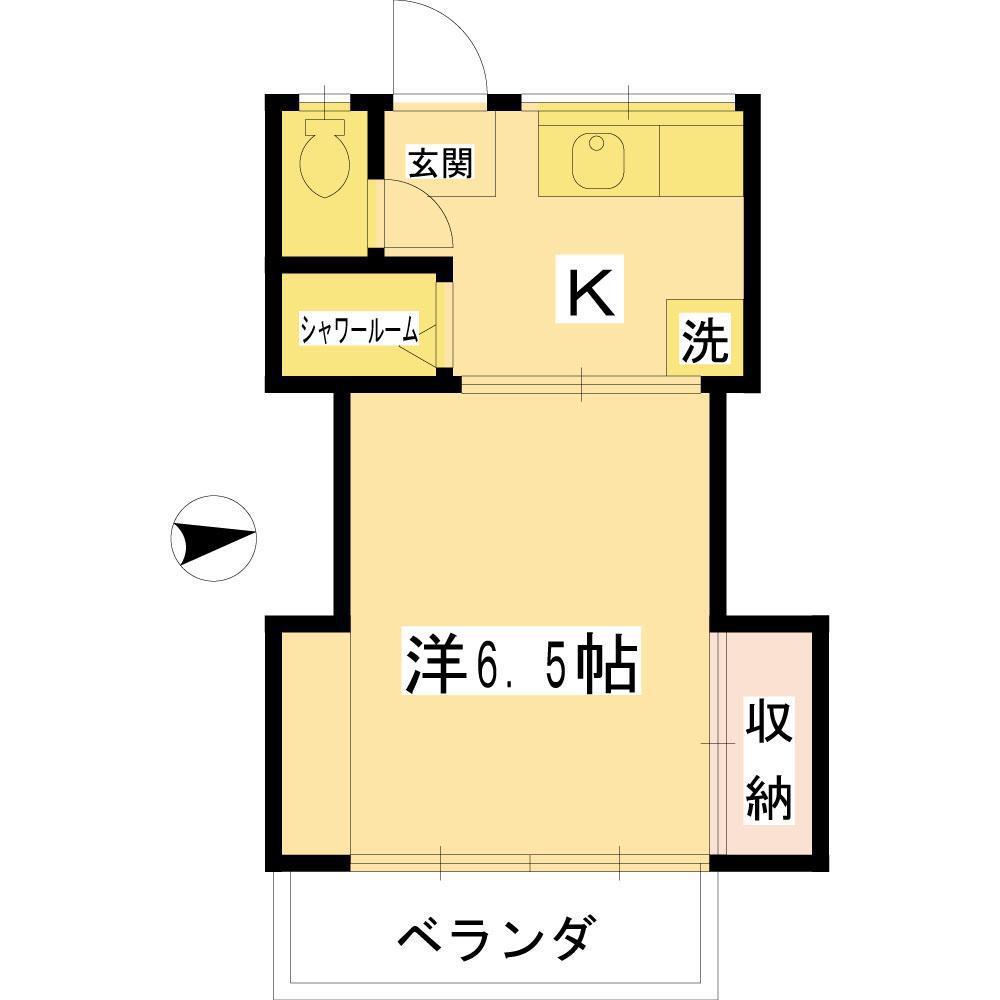 第1石坂荘(1K/2階)の間取り写真