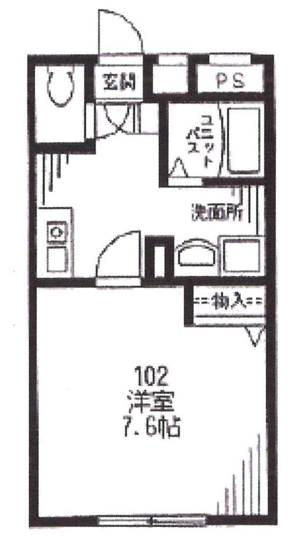 スリーサム湘南(1K/1階)の間取り写真