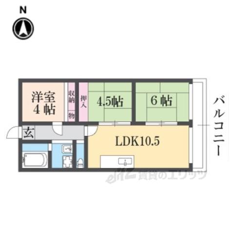 ランプリ築山(3LDK/3階)の間取り写真