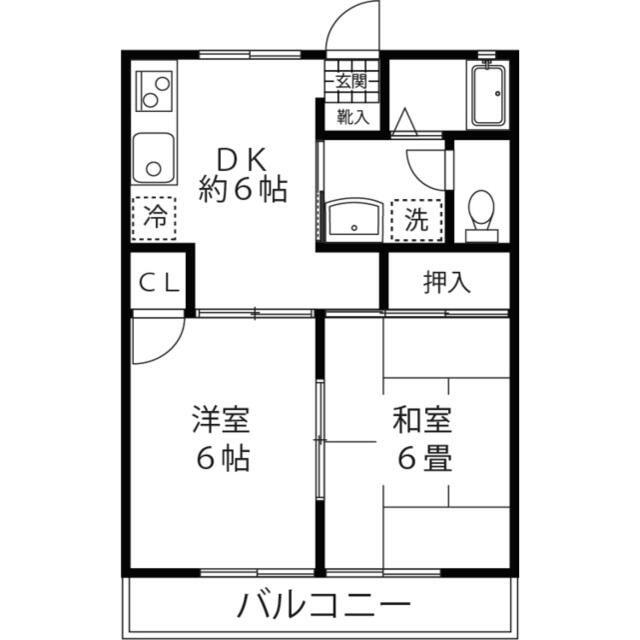 サンガーデンA(2DK/1階)の間取り写真