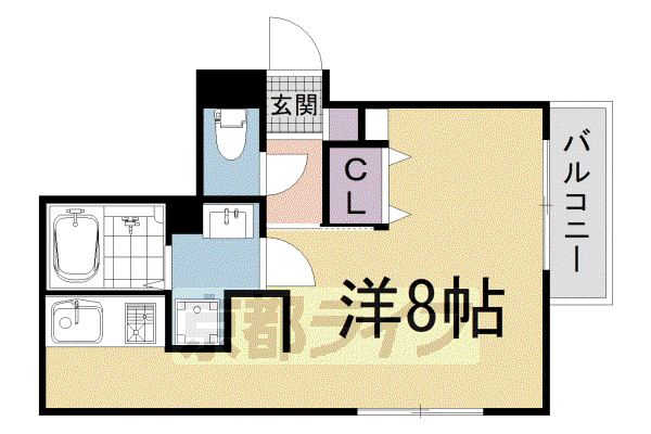 一乗寺北大丸町計画(ワンルーム/2階)の間取り写真