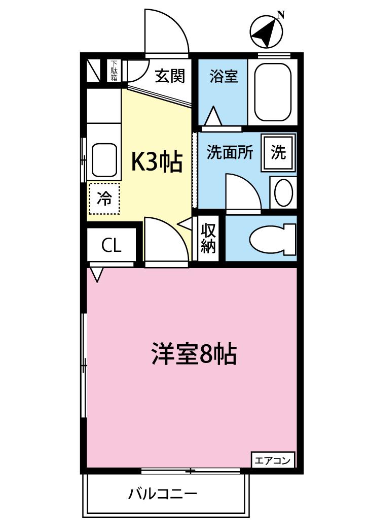プチフィーユ日吉(1K/2階)の間取り写真