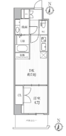 カバナプラス四谷(1DK/10階)の間取り写真