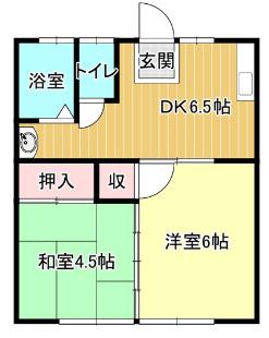 ファミリーハイツ津福 C(2DK/1階)の間取り写真