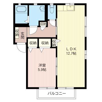 エミネンスコートD(1LDK/1階)の間取り写真