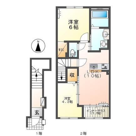 名鉄豊川線 諏訪町駅 徒歩17分 2階建 新築(2LDK/2階)の間取り写真