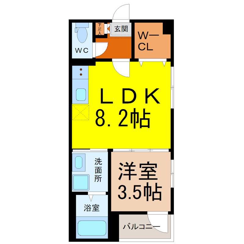 中村区大宮町三丁目Aコーポ(1LDK/1階)の間取り写真
