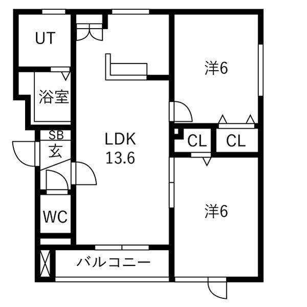 ステア菊水(2LDK/3階)の間取り写真