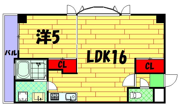 グランドールエコー深井(1LDK/3階)の間取り写真