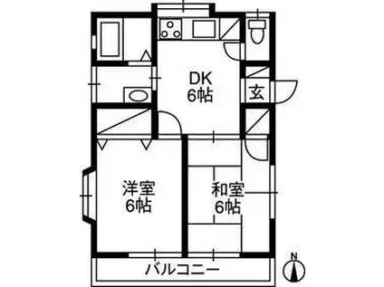 グラフハイツA(2DK/1階)の間取り写真
