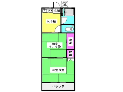 幸荘(2K/2階)の間取り写真