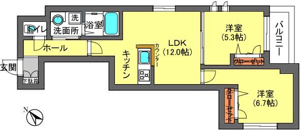レジデンス西池袋(2LDK/3階)の間取り写真