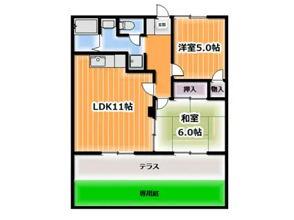 メタセコイヤ(2LDK/1階)の間取り写真