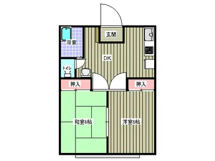 コーポアルカディア(2DK/2階)の間取り写真