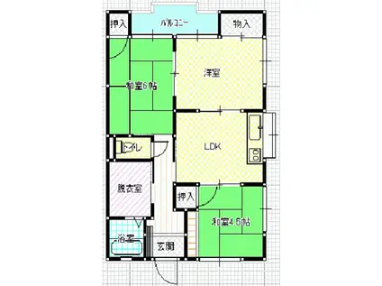 ホワイトコート(3DK/2階)の間取り写真