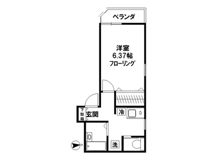 エマーブル(1K/1階)の間取り写真