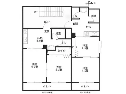 ピュアメゾン・未来(2DK/3階)の間取り写真