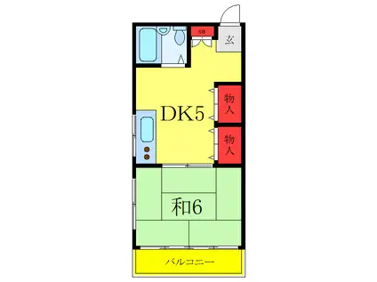 稲葉ビル(1DK/3階)の間取り写真