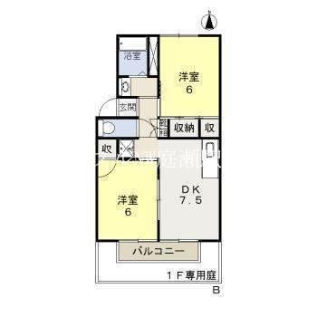 ステラマリス田中B棟(2DK/2階)の間取り写真