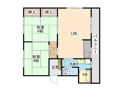 ＪＲ予讃線 伊予三島駅 徒歩21分 3階建 築35年(2LDK/3階)の間取り写真