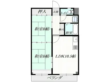 メゾン陽光(2LDK/3階)の間取り写真