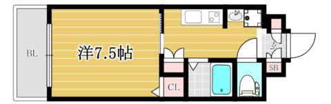 エクセラ六本松(1K/5階)の間取り写真