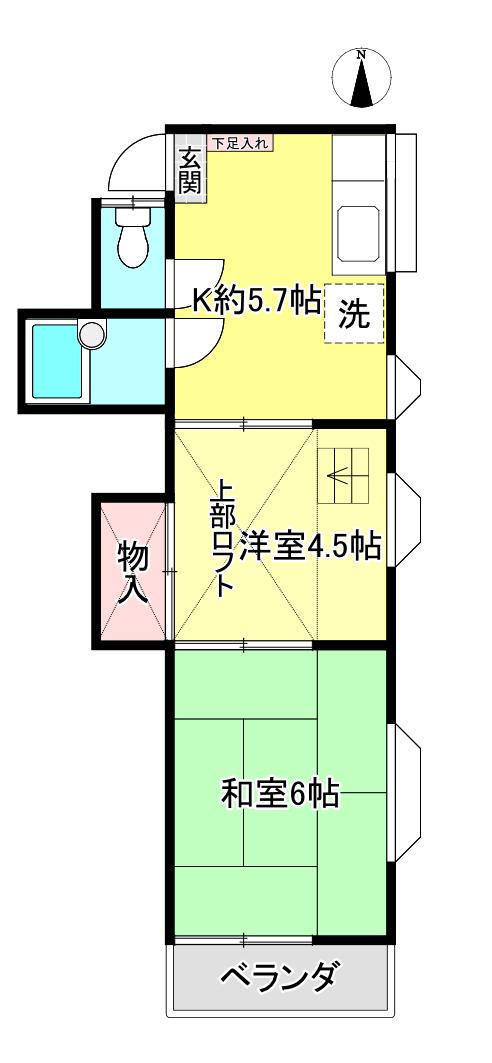 グリーンリーフ(2K/1階)の間取り写真