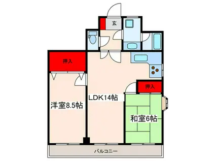 カーサマエジマ(2LDK/4階)の間取り写真