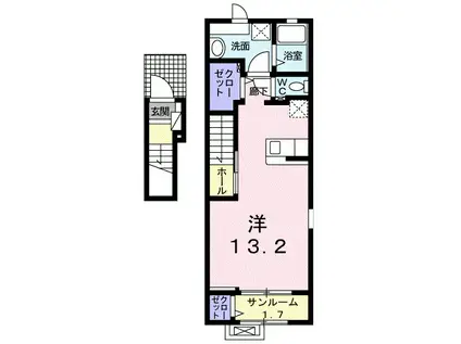 サンライズ川越 B(ワンルーム/2階)の間取り写真