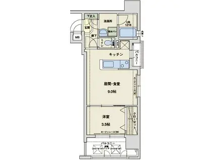 アクタス大手門II(1LDK/11階)の間取り写真