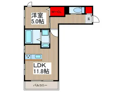 ローズガーデン戸田(1LDK/2階)の間取り写真