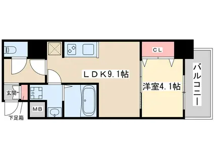 エスレジデンス江坂エミネンス(1LDK/8階)の間取り写真