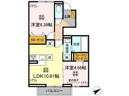 D-ROOM外箕輪(2LDK/1階)の間取り写真