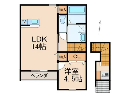 クラウンハイツPLUS岩出清水(1LDK/2階)の間取り写真